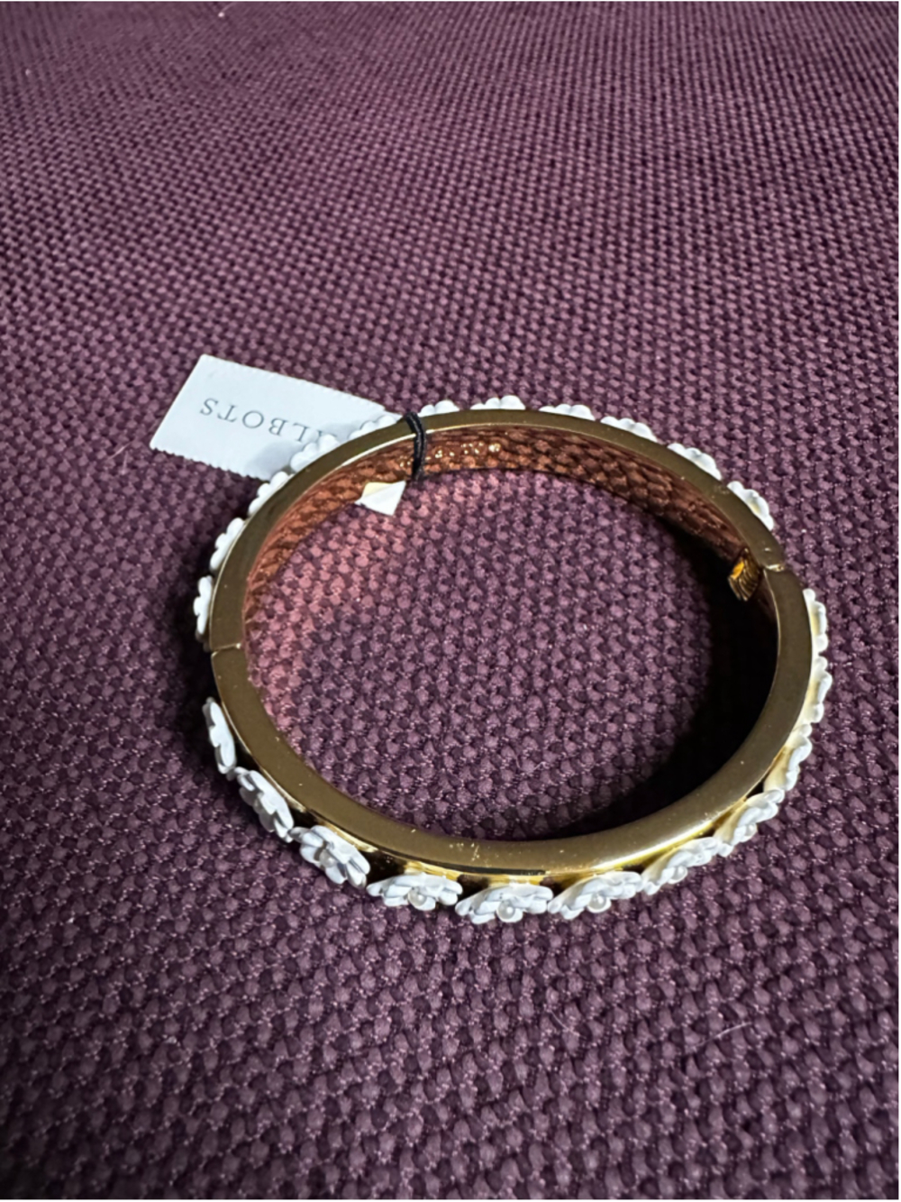 Talbots Gold and White Floral Bangle Bracelet